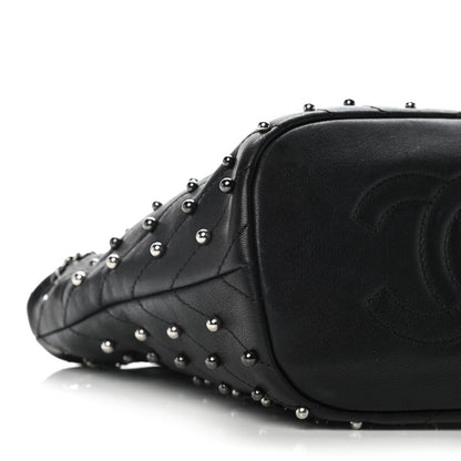 Chanel Lambskin Studded Chevron Quilted Small Stud Wars Drawstring Bag Black 9 of 10