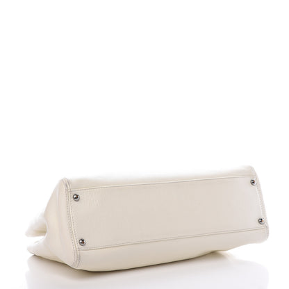 Chanel Calfskin Mademoiselle Lock Cerf Shopper Tote White 4 of 35