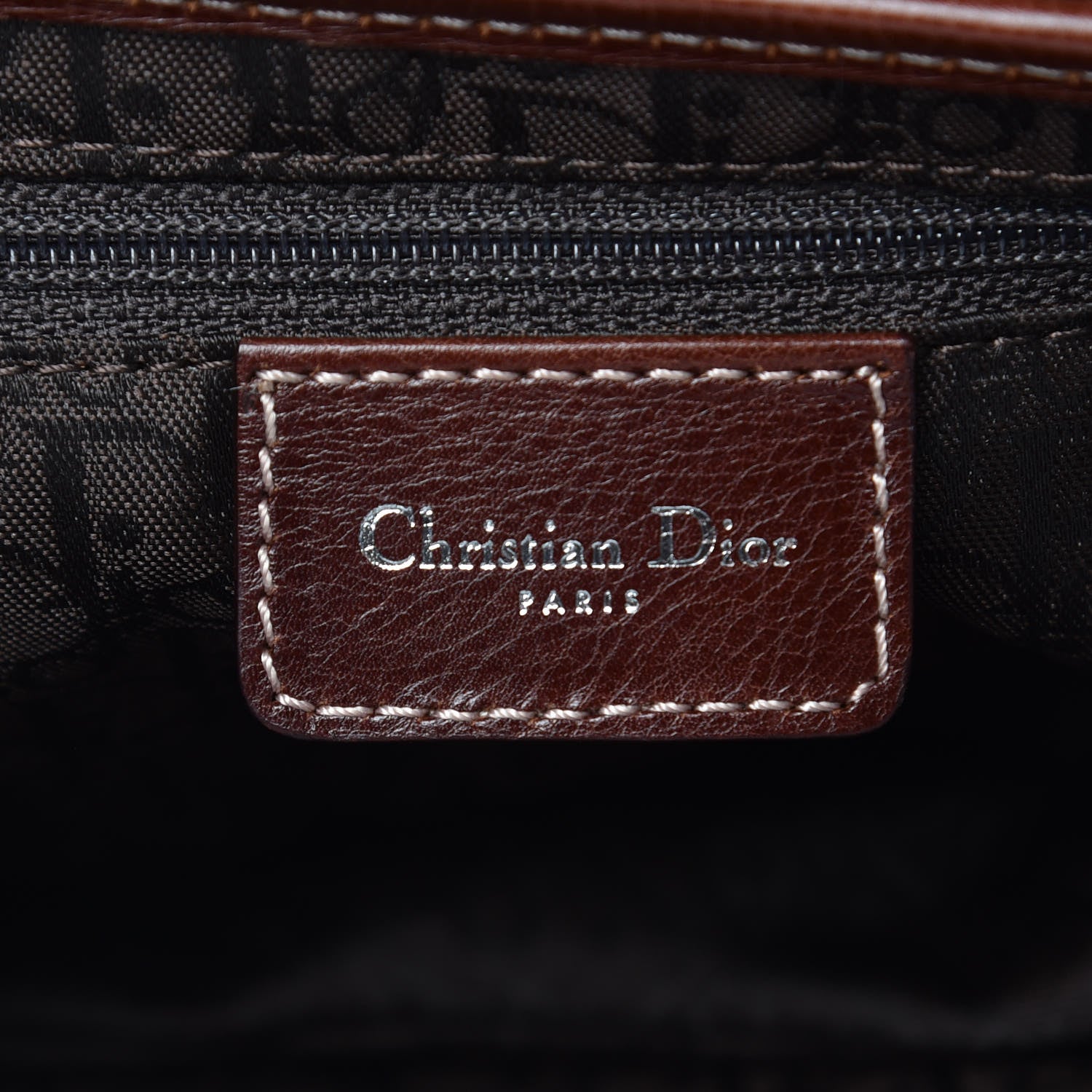 Christian Dior Calfskin Embroidered Romantic Flowers Saddle Bag Brown 6 of 14