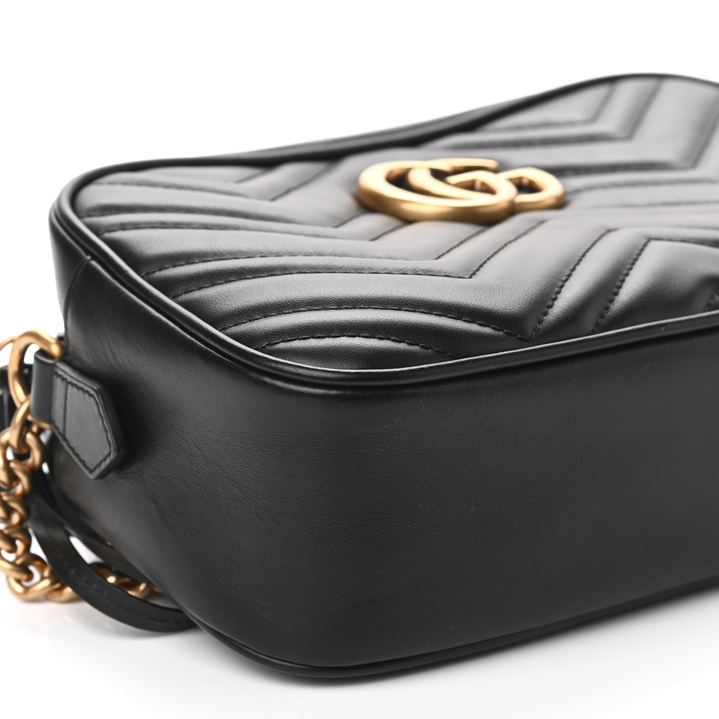 Calfskin Matelasse Small GG Marmont Chain Shoulder Bag Black
