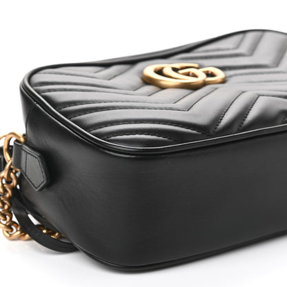 Gucci Calfskin Matelasse Small GG Marmont Chain Shoulder Bag Black 8 of 9