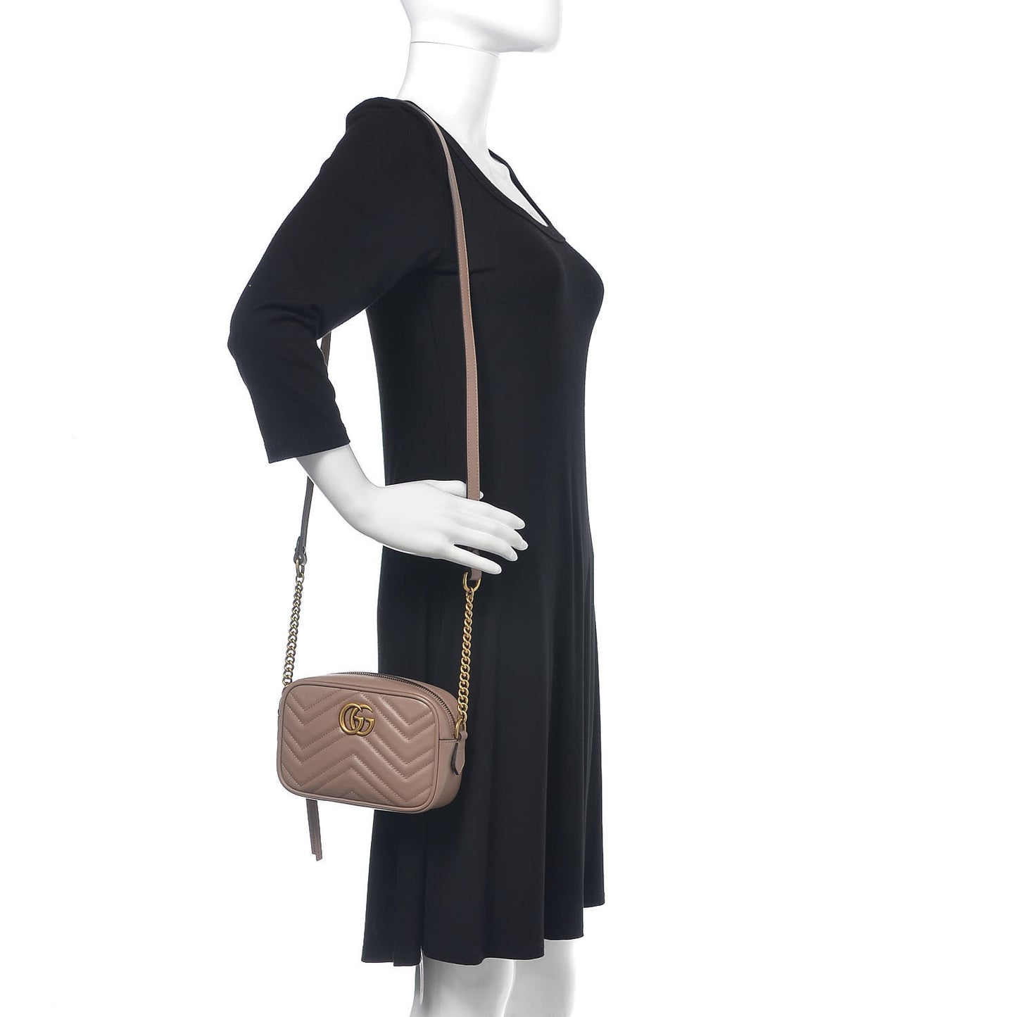 Calfskin Matelasse Mini GG Marmont Chain Shoulder Bag Porcelain Rose
