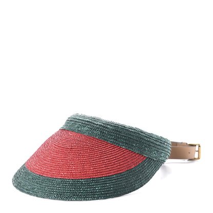 Gucci Raffia Web Visor L Green Red 1 of 8