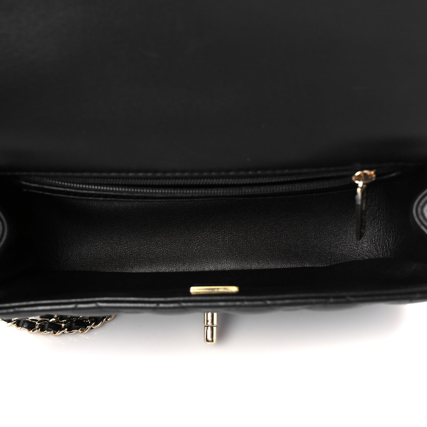 Lambskin Quilted Mini Top Handle Rectangular Flap Black