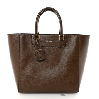 Dolce & Gabbana Vitello Stampa Shopping Tote Brown 1 of 9