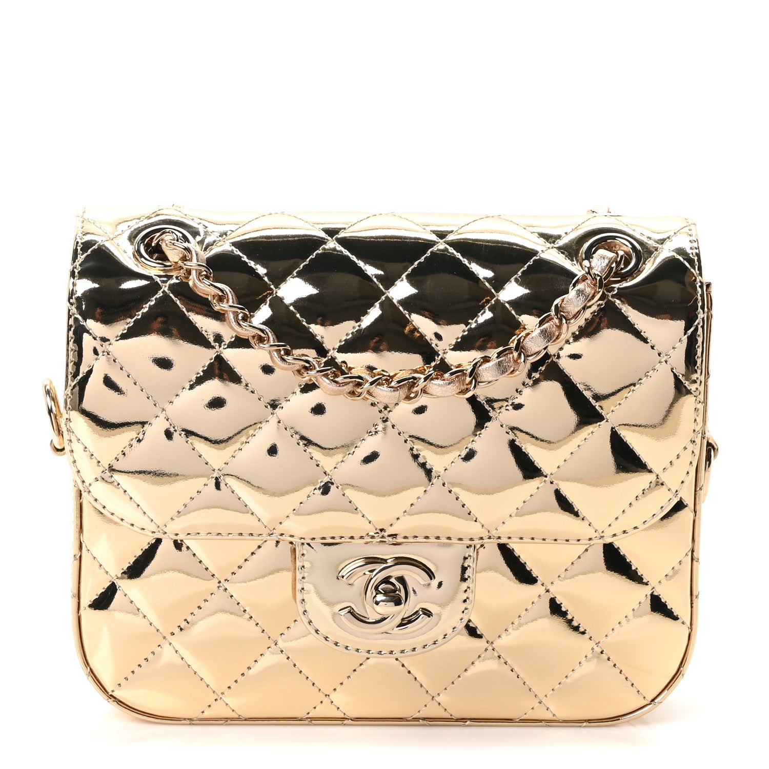 Chanel Mirror Calfskin Metallic Calfskin Quilted Hollywood Boulevard Flap With Star Coin Purse Gold 1 of 10