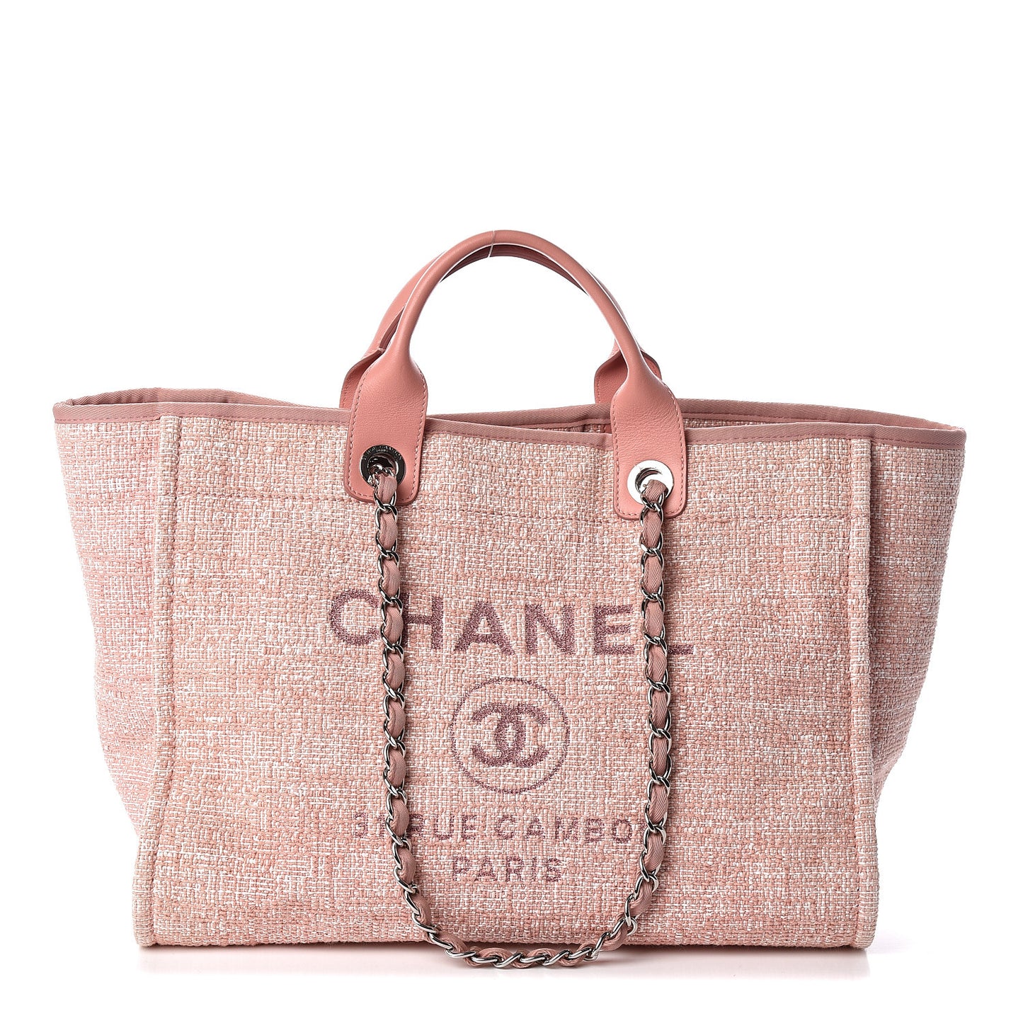 Straw Lurex Large Deauville Tote Pink