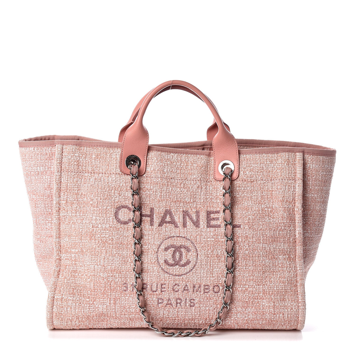 Chanel Straw Lurex Large Deauville Tote Pink 1 of 10