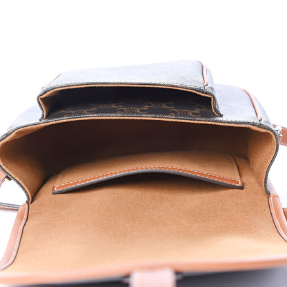 Celine Triomphe Canvas Medium Folco Bag Tan 4 of 10
