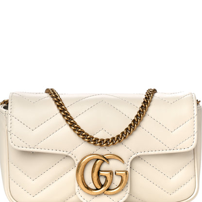 Gucci Calfskin Matelasse Super Mini GG Marmont Shoulder Bag White 8 of 11