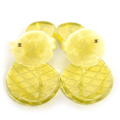 Chanel Jelly Camellia Glitter Thong Sandals 38 Yellow 2 of 6