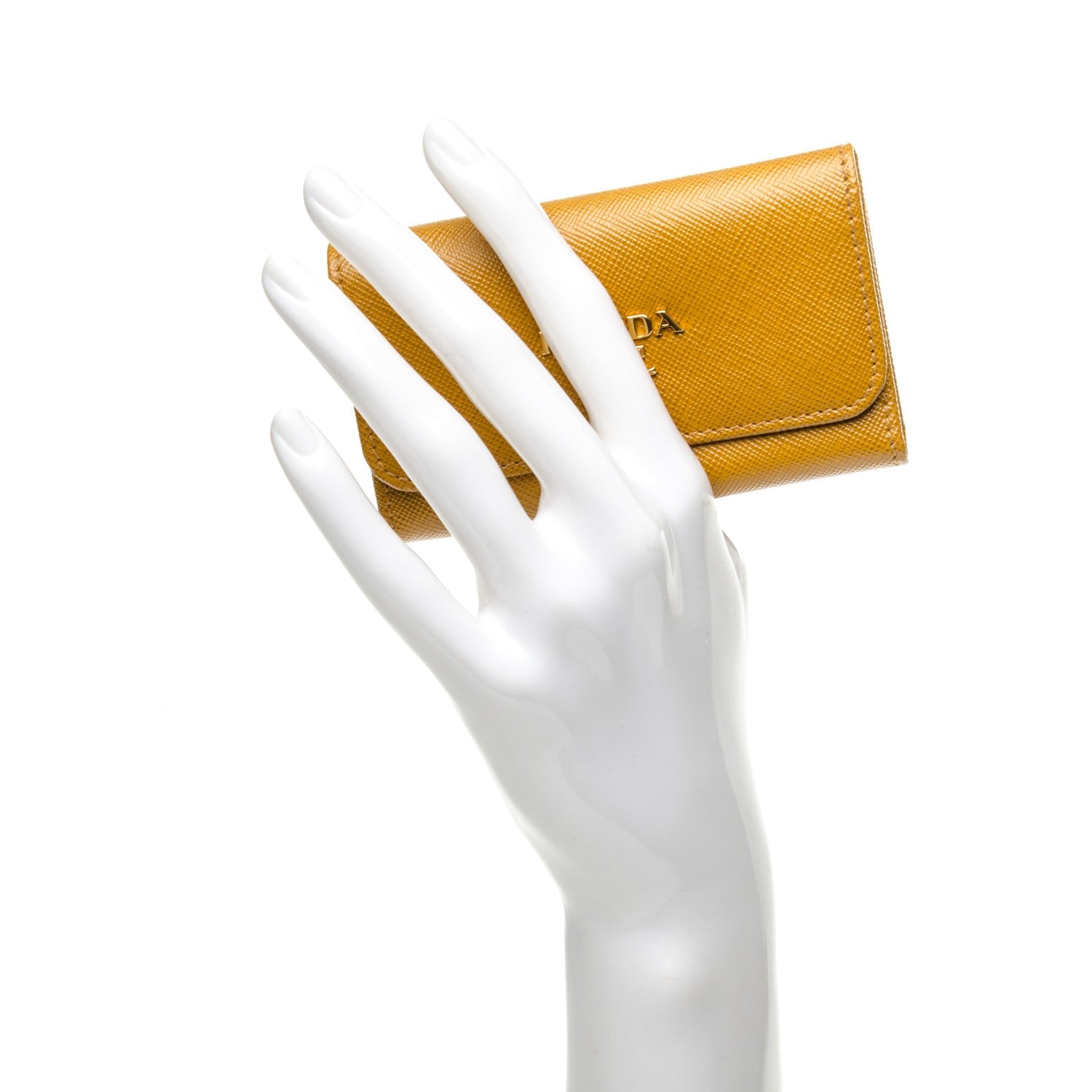 Prada Saffiano Metal 6 Key Holder Ocra 2 of 7
