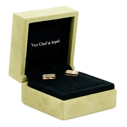 Van Cleef & Arpels 18K Yellow Gold Mother of Pearl Vintage Alhambra Earrings 5 of 5