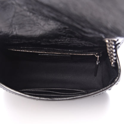 Saint Laurent Crinkled Calfskin Matelasse Monogram Niki Chain Wallet Black 4 of 9