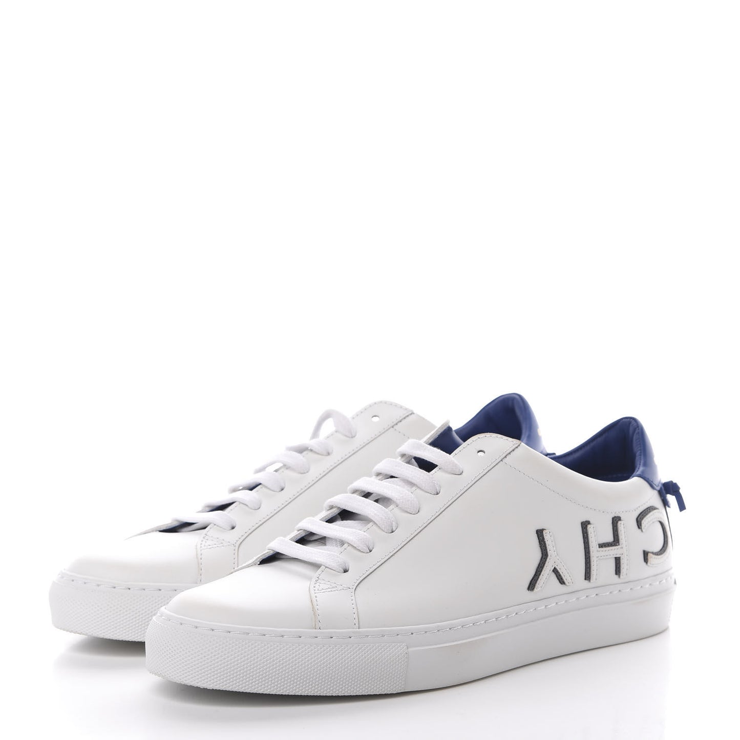 Calfskin Reverse Logo Urban Street Sneakers 40.5 White Blue