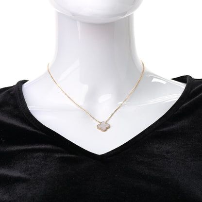 Van Cleef & Arpels 18K Yellow Gold Mother of Pearl Vintage Alhambra Pendant Necklace 2 of 6