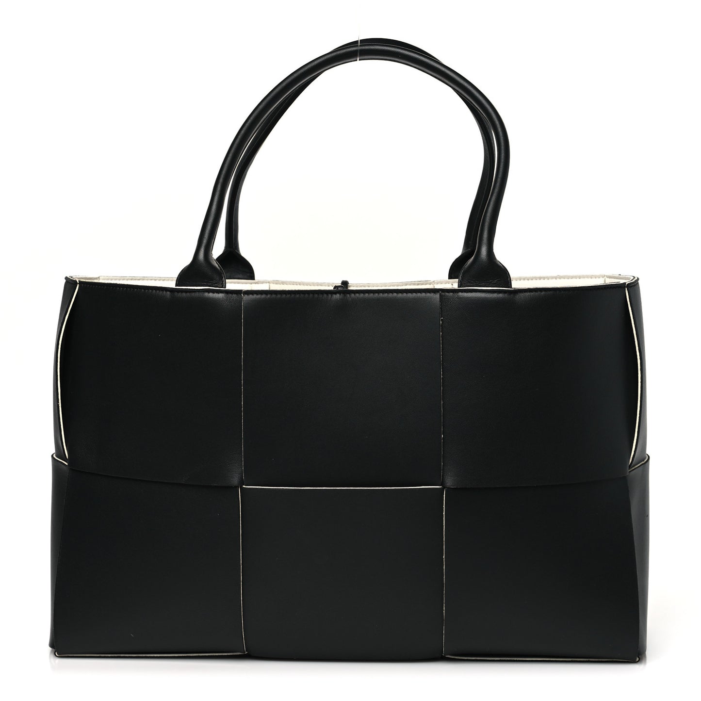 Nappa Maxi Intrecciato Medium Arco Tote Black White