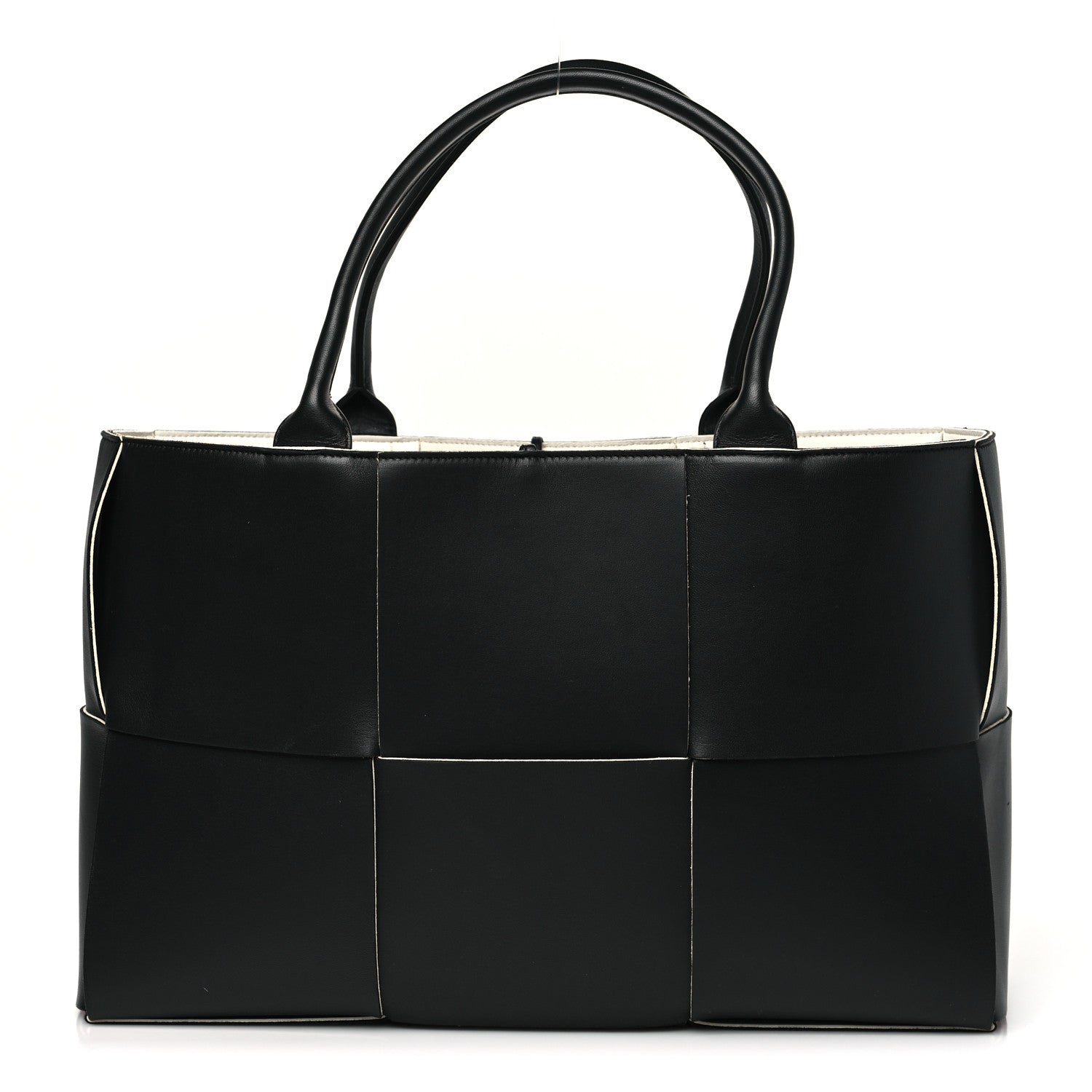 Bottega Veneta Nappa Maxi Intrecciato Medium Arco Tote Black White 1 of 10