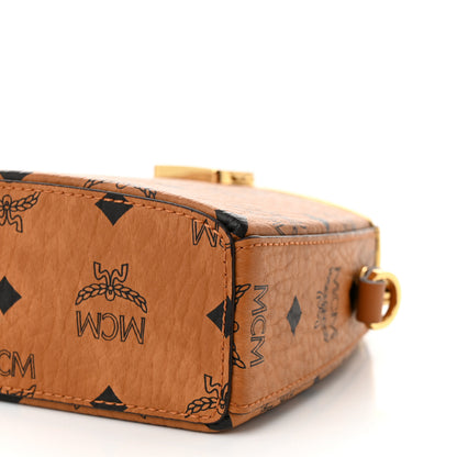 MCM Metallic Calfskin Visetos Stark Pushlock Clutch Cognac 9 of 9