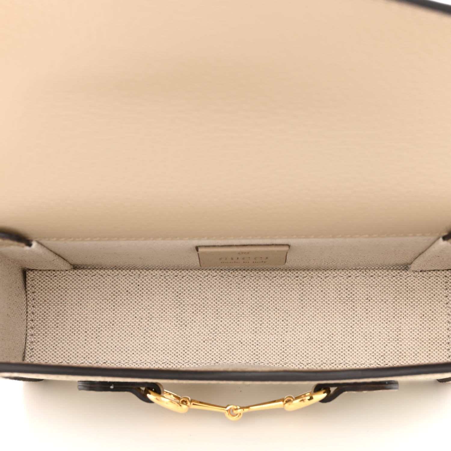 Gucci GG Supreme Monogram Textured Dollar Calfskin Mini Horsebit 1955 Shoulder Bag Beige Mystic White Oatmeal 5 of 10