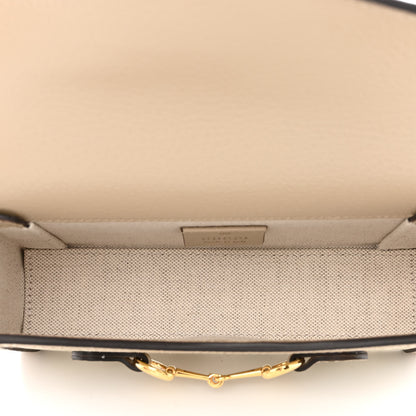 Gucci GG Supreme Monogram Textured Dollar Calfskin Mini Horsebit 1955 Shoulder Bag Beige Mystic White Oatmeal 5 of 10
