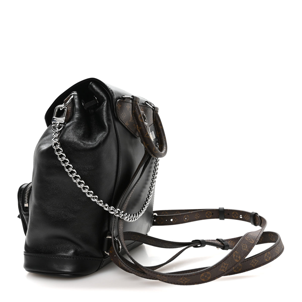 Louis Vuitton Lambskin Monogram Montsouris Vibe PM Black 3 of 9
