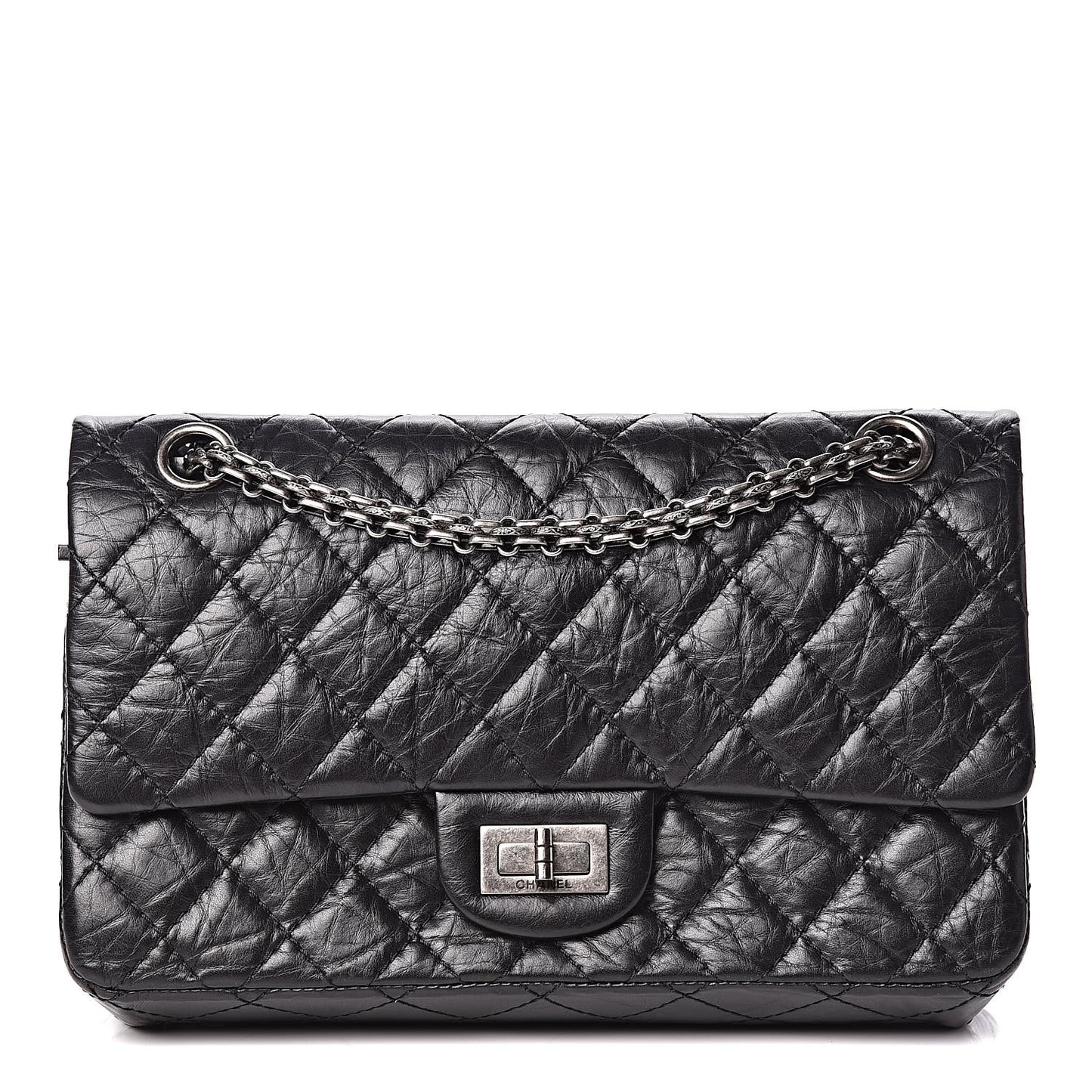 Aged Calfskin Quilted 2.55 Reissue 225 Flap Black