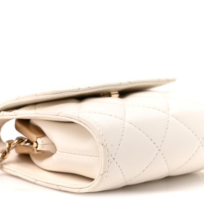 Chanel Lambskin Quilted Kiss Lock Top Handle Flap Clutch With Chain White 9 of 9