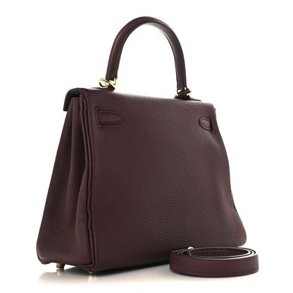 Hermes Togo Kelly Retourne 25 Bordeaux 3 of 11