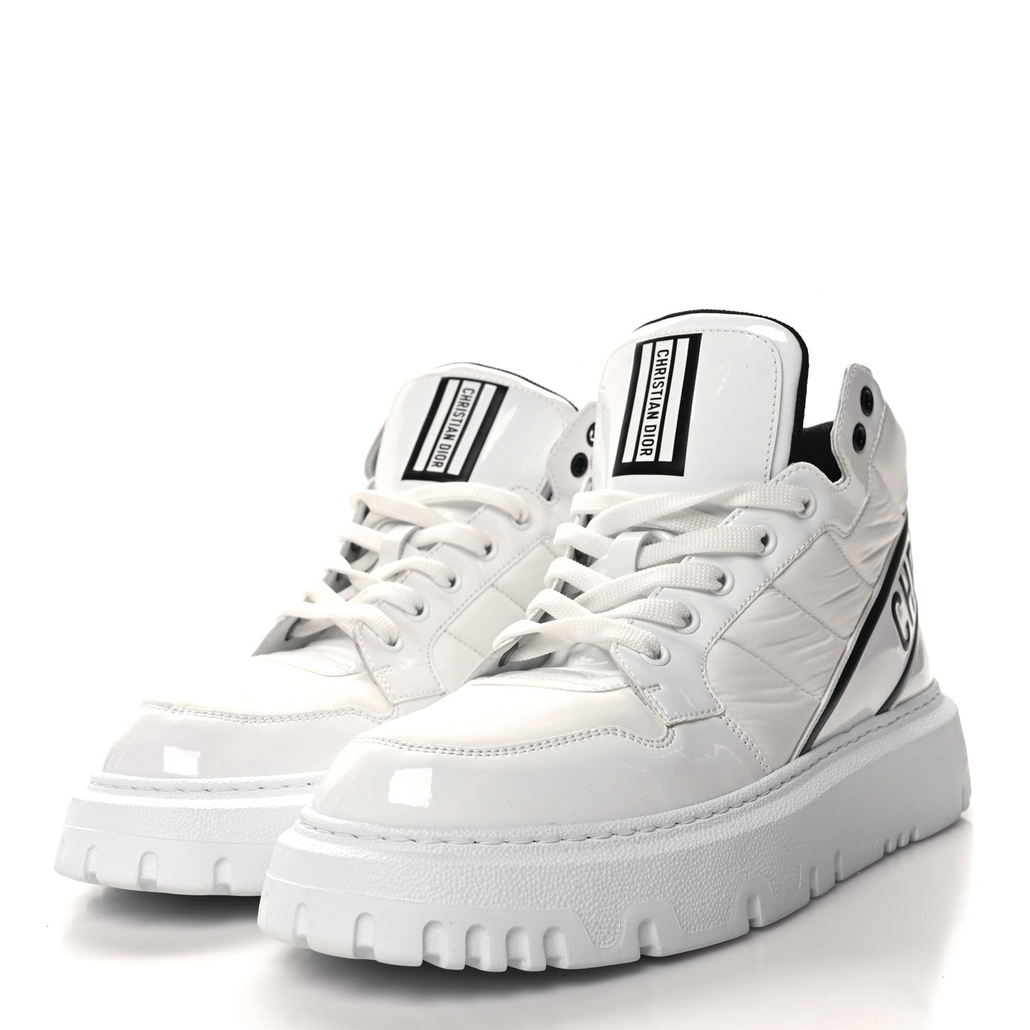 Christian Dior Nylon Fabric Womens D-Player High Top Sneakers 40 White Black 3 of 8