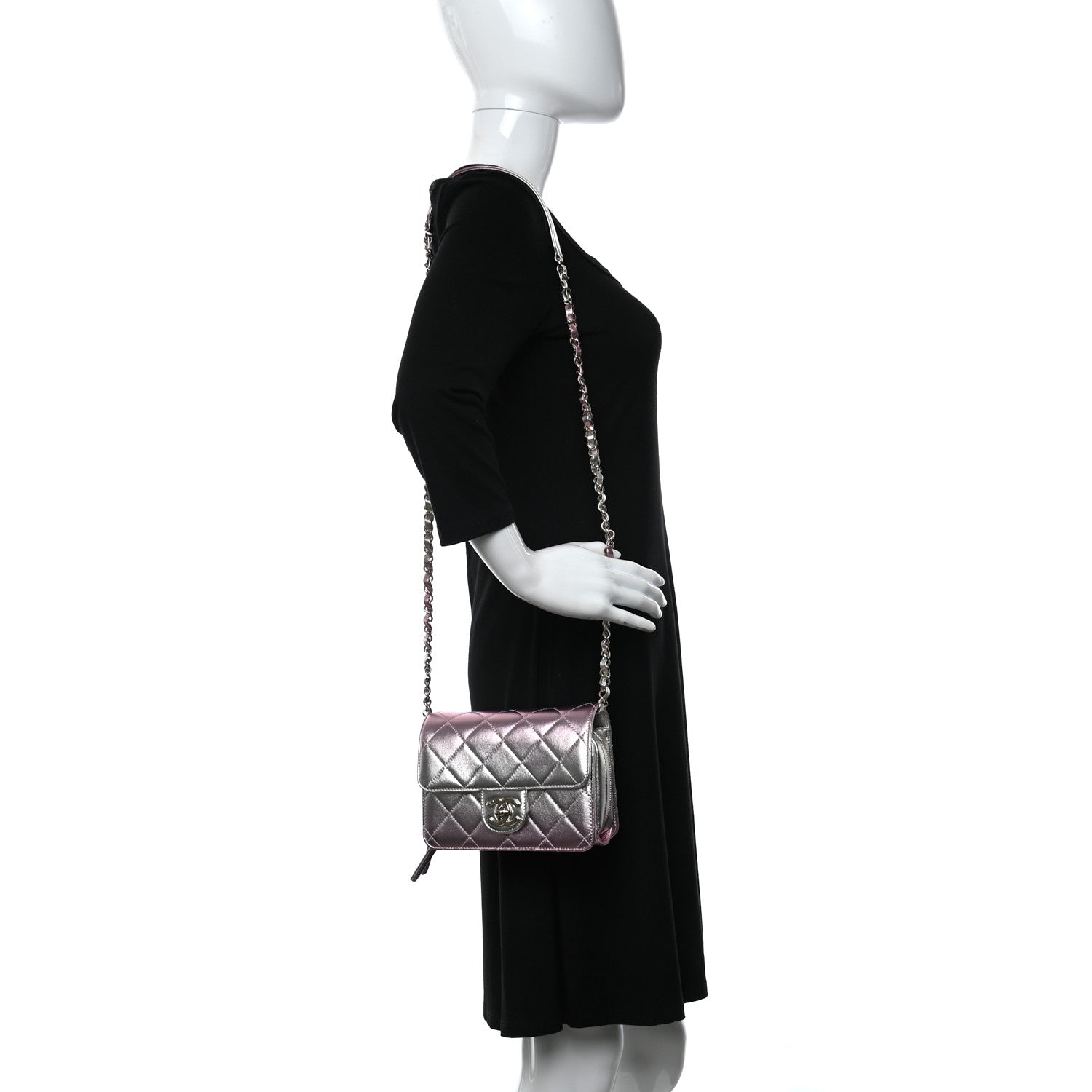 Chanel Metallic Lambskin Like A Wallet Flap Golden Pink 2 of 9