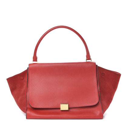 Celine Drummed Calfskin Suede Large Trapeze Vermillion 1 of 9