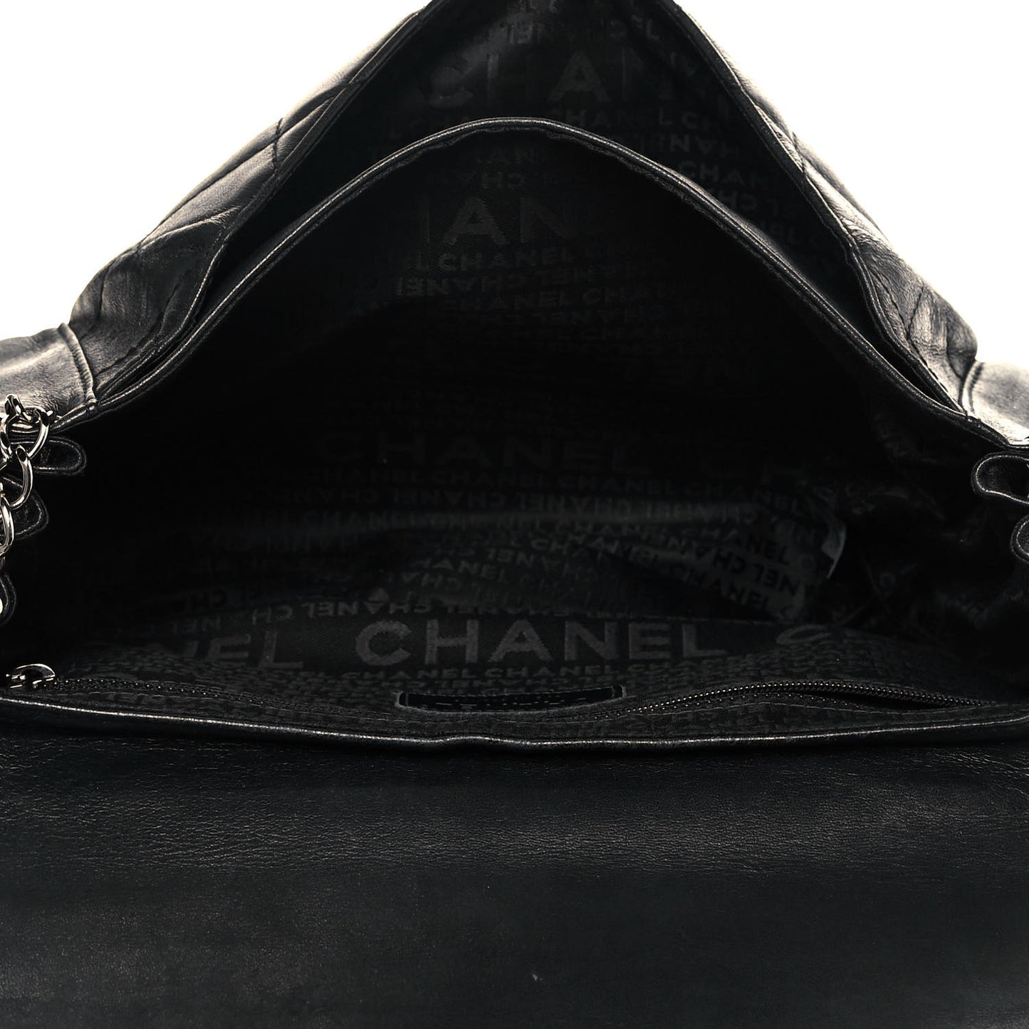 Calfskin Quilted Accordion Flap Black