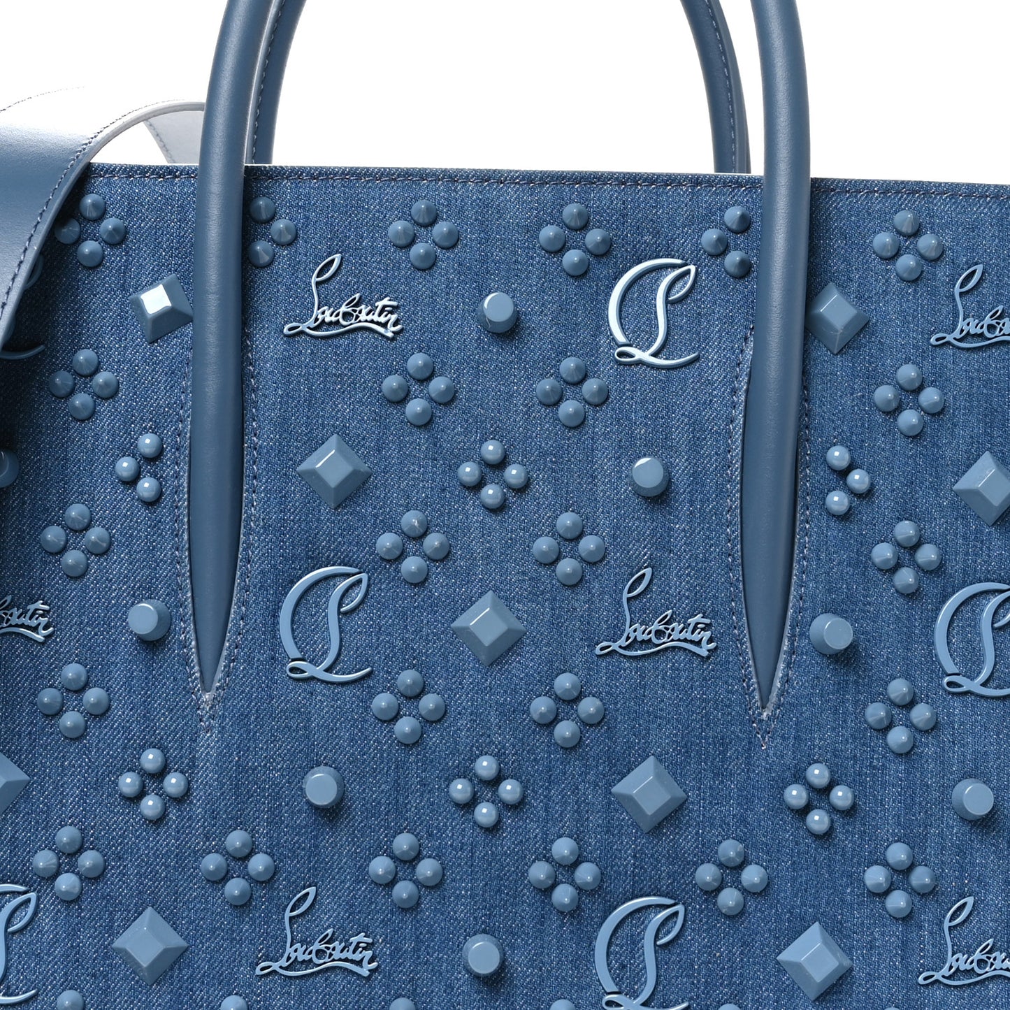 Denim Calfskin Studded Loubinthesky Medium Paloma Blue