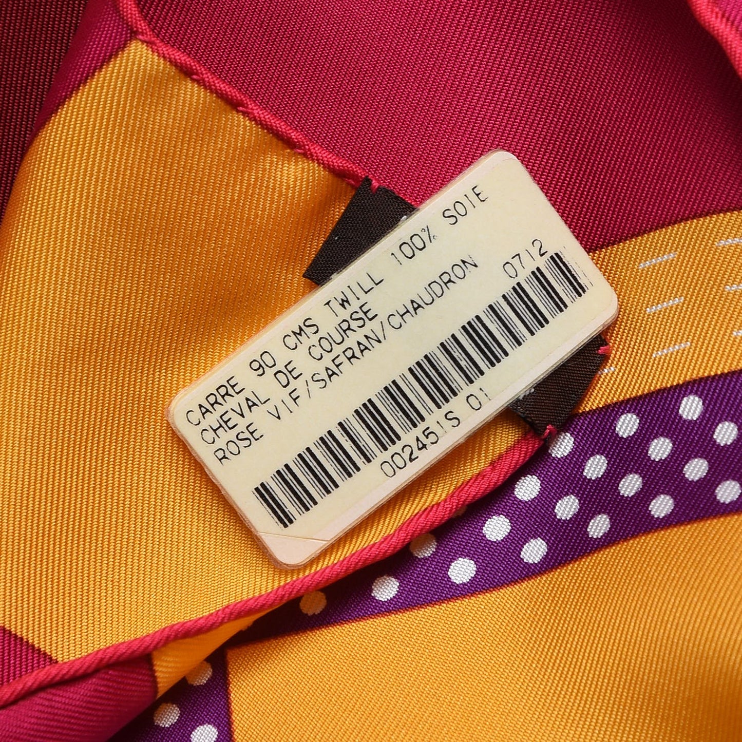 Silk Cheval De Courses Scarf 90 Rose Vif Sapphire Chaudron