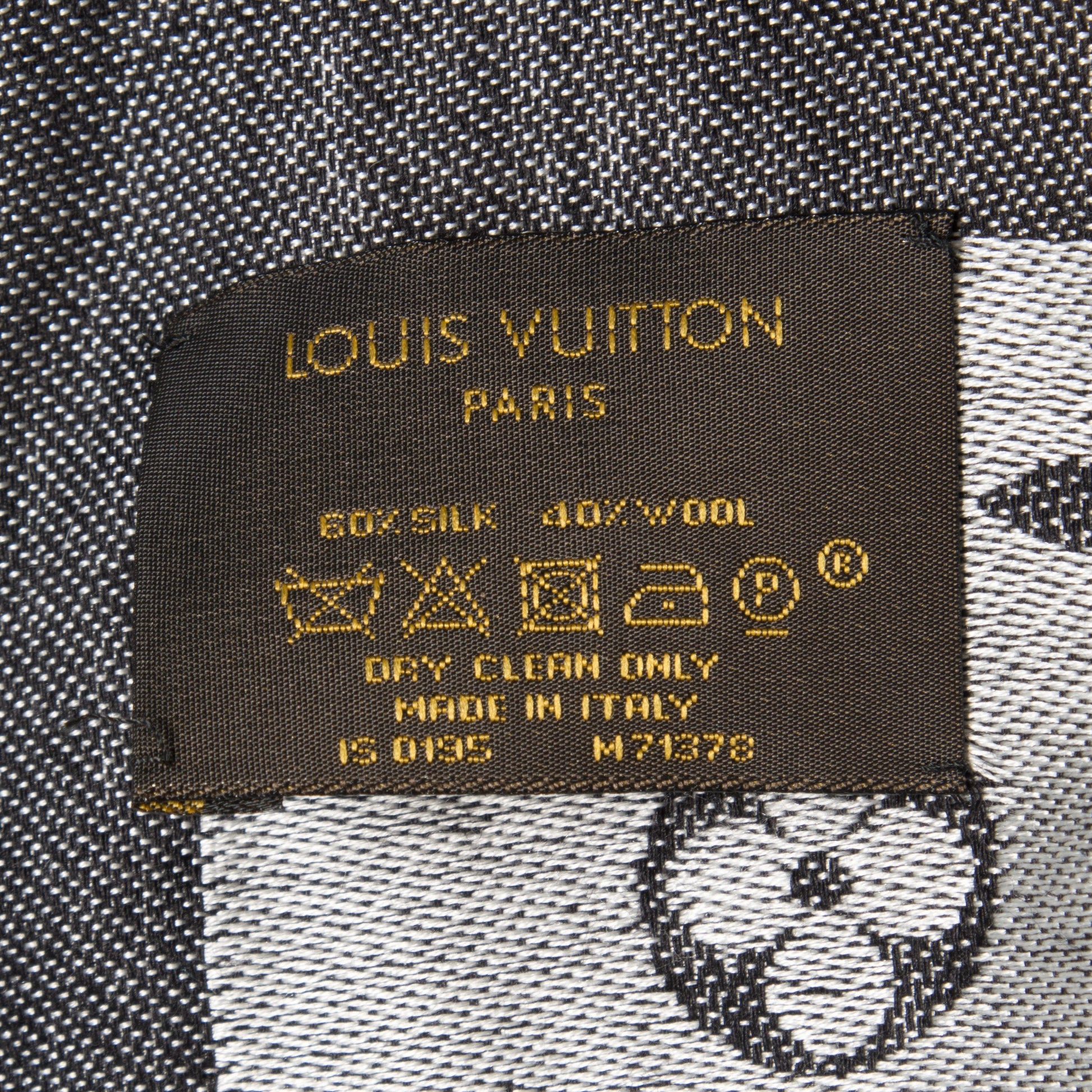 Louis Vuitton Wool Silk Monogram Denim Shawl Black 6 of 8