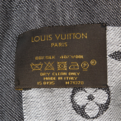 Louis Vuitton Wool Silk Monogram Denim Shawl Black 6 of 8