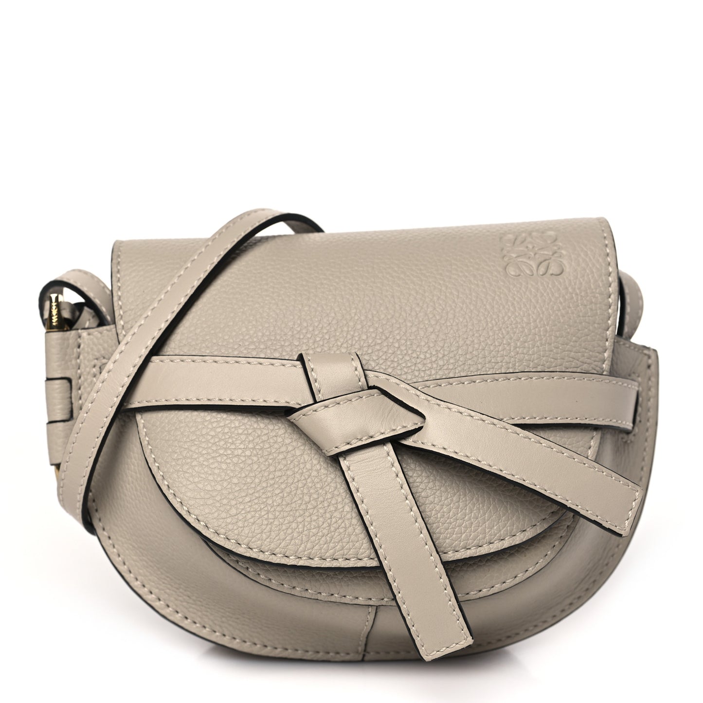 Grained Calfskin Mini Gate Crossbody Bag Light Oat