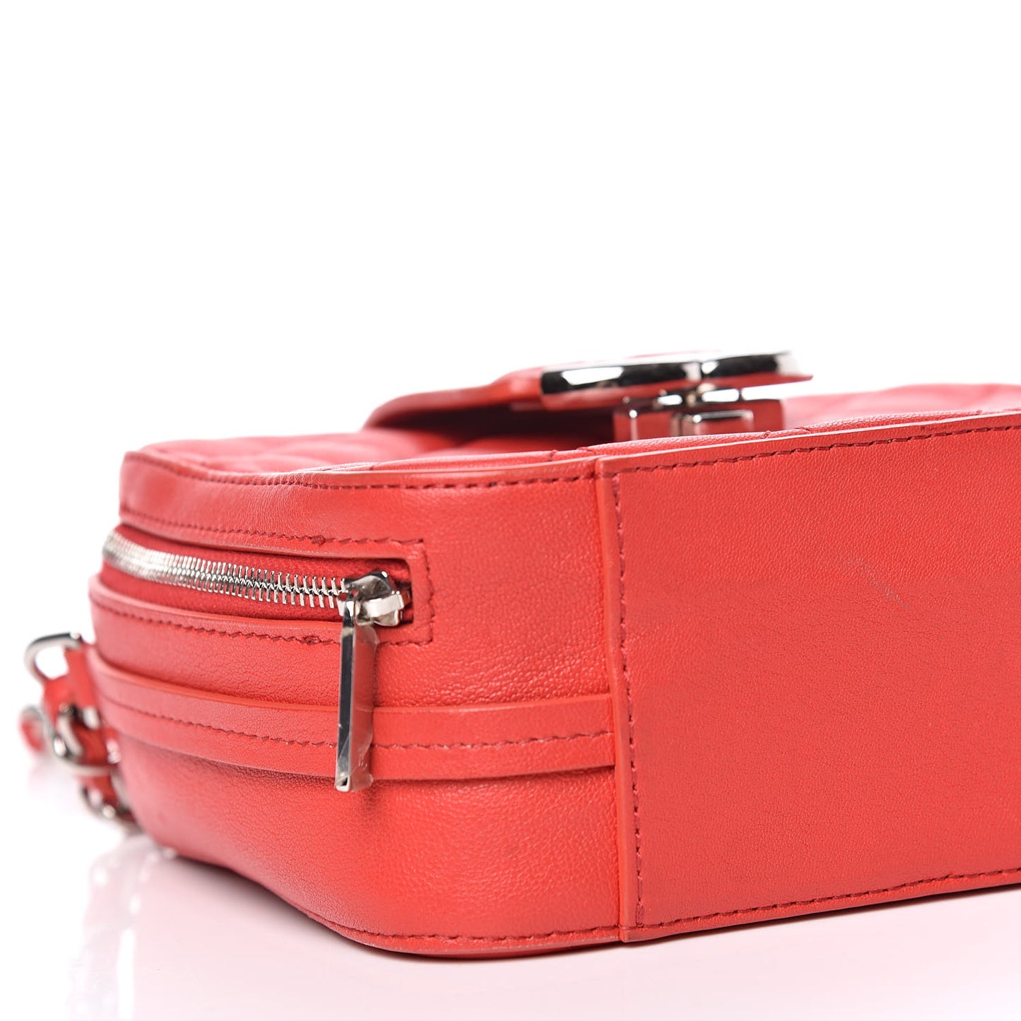 Lambskin Quilted Mini CC Box Camera Bag Red