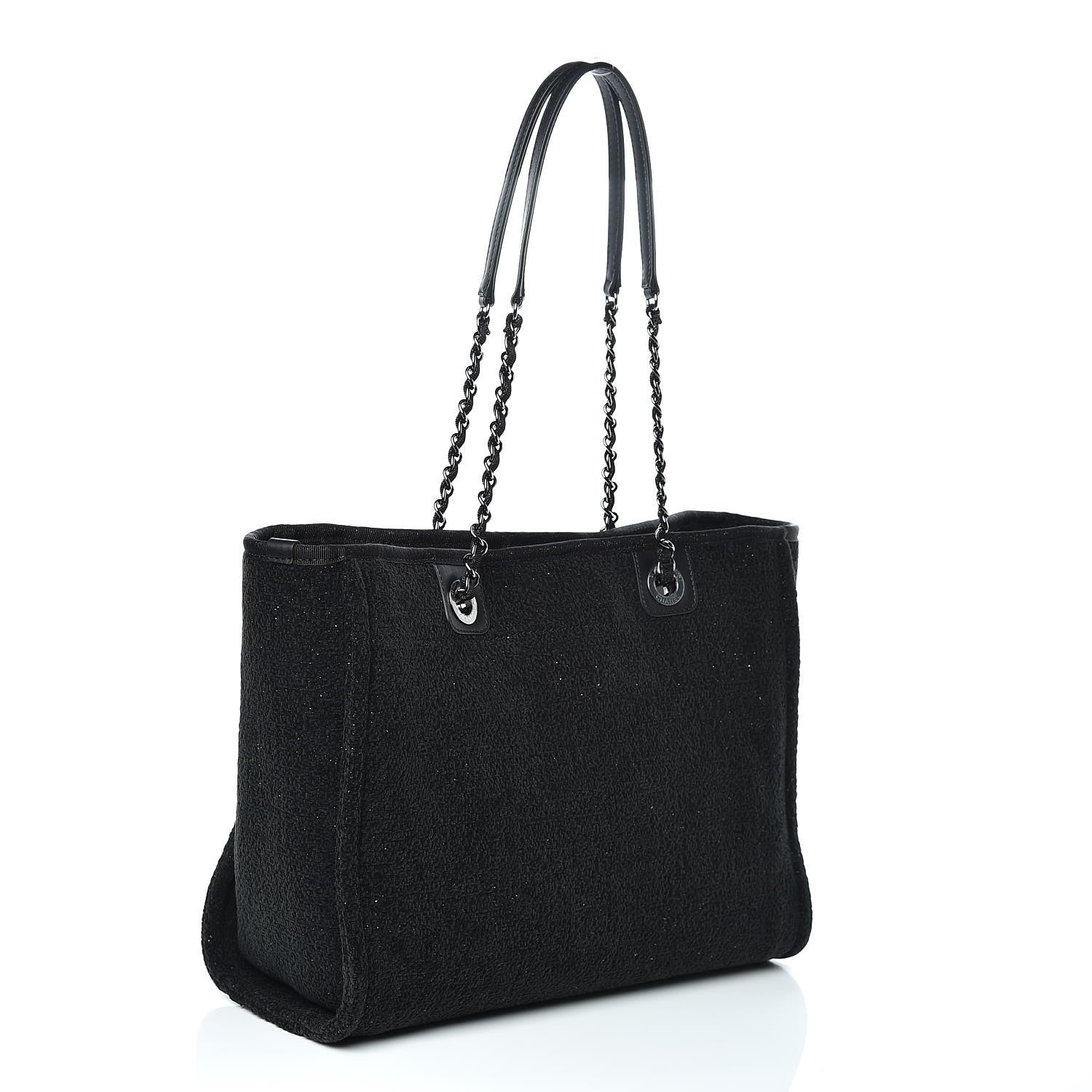 Chanel Lurex Boucle Small Deauville Tote Black 3 of 10