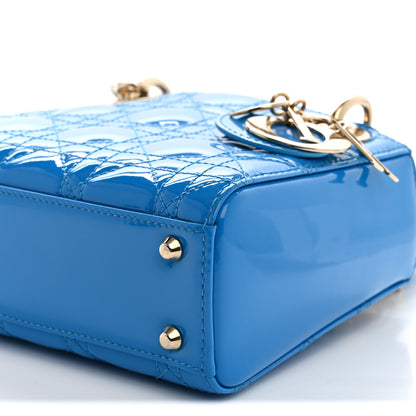 Christian Dior Patent Cannage Mini Lady Dior Blue 9 of 9