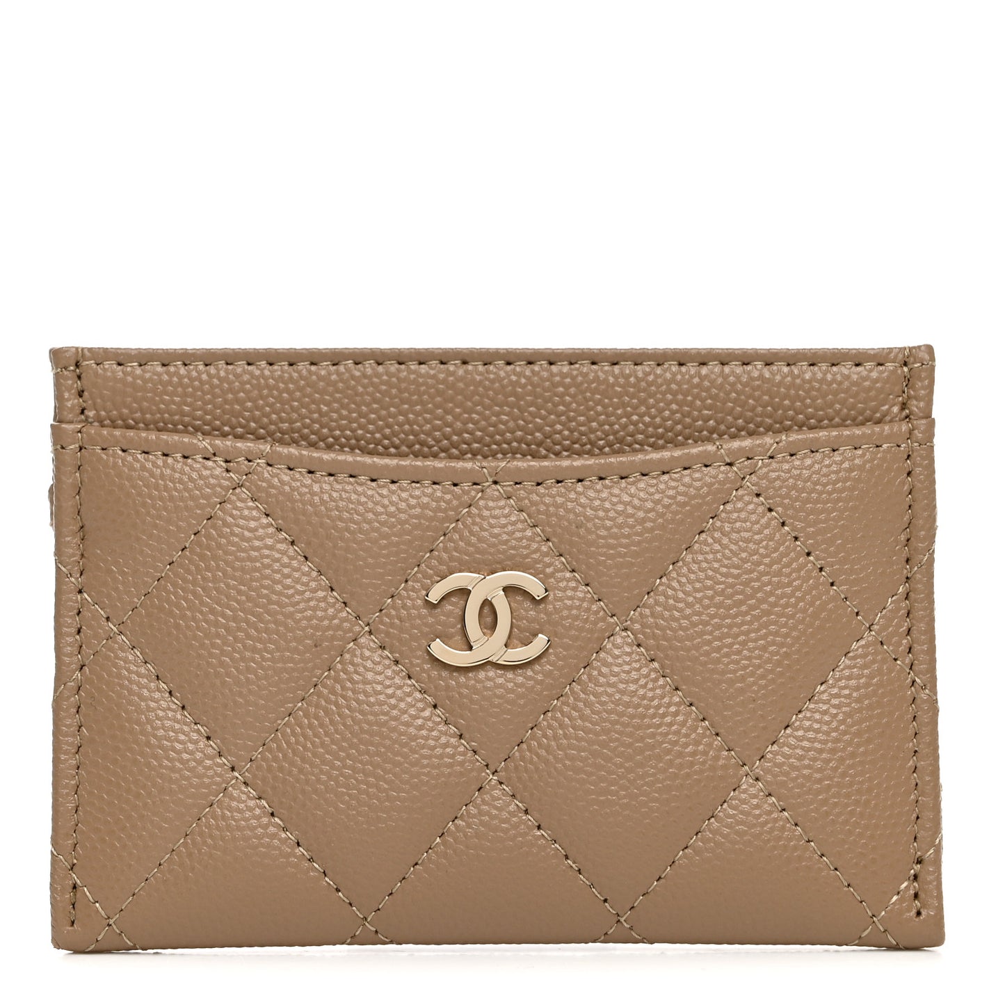 Caviar Quilted Card Holder Brown