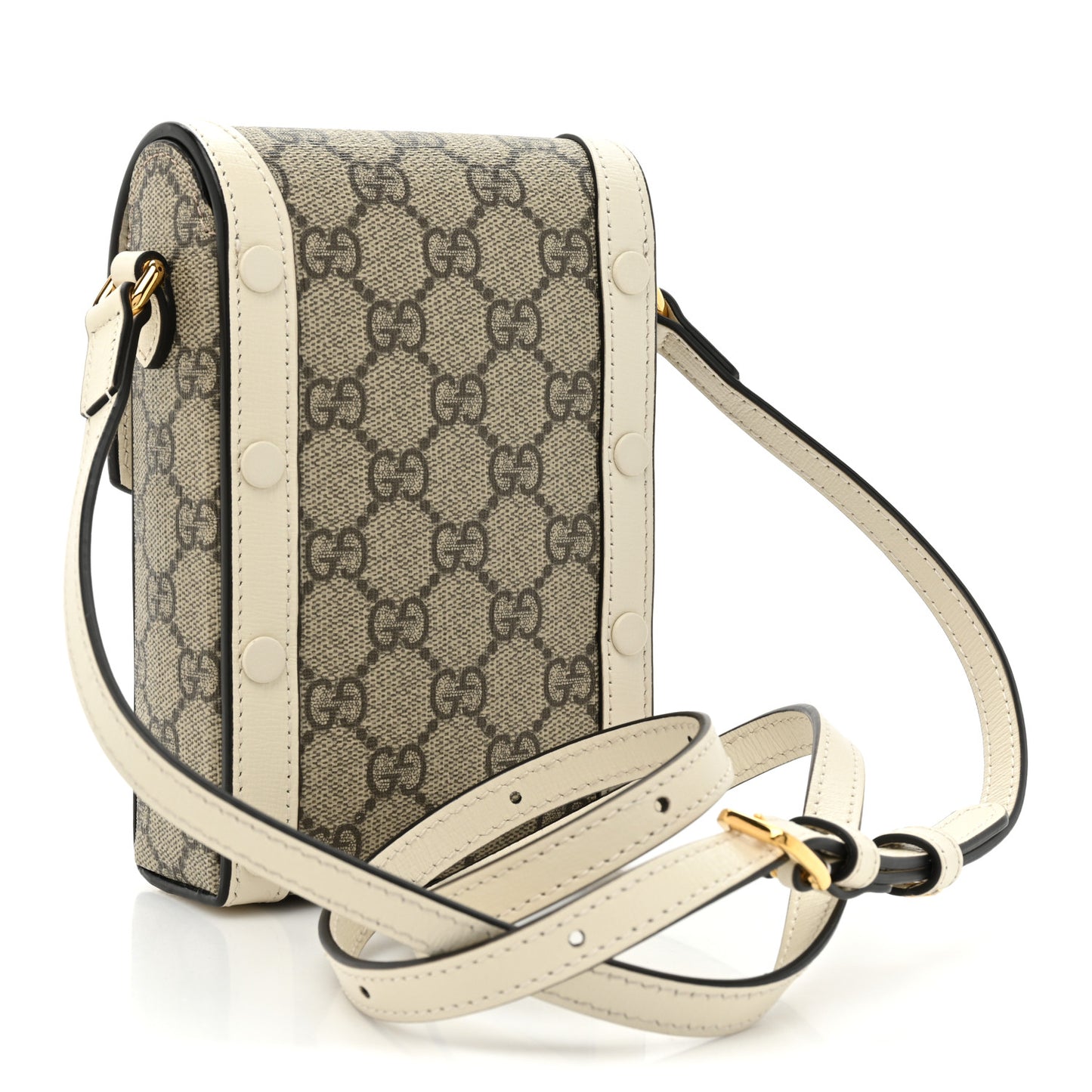 GG Supreme Monogram Azalea Calfskin Mini Horsebit 1955 Crossbody Bag Beige Ebony Mystic White