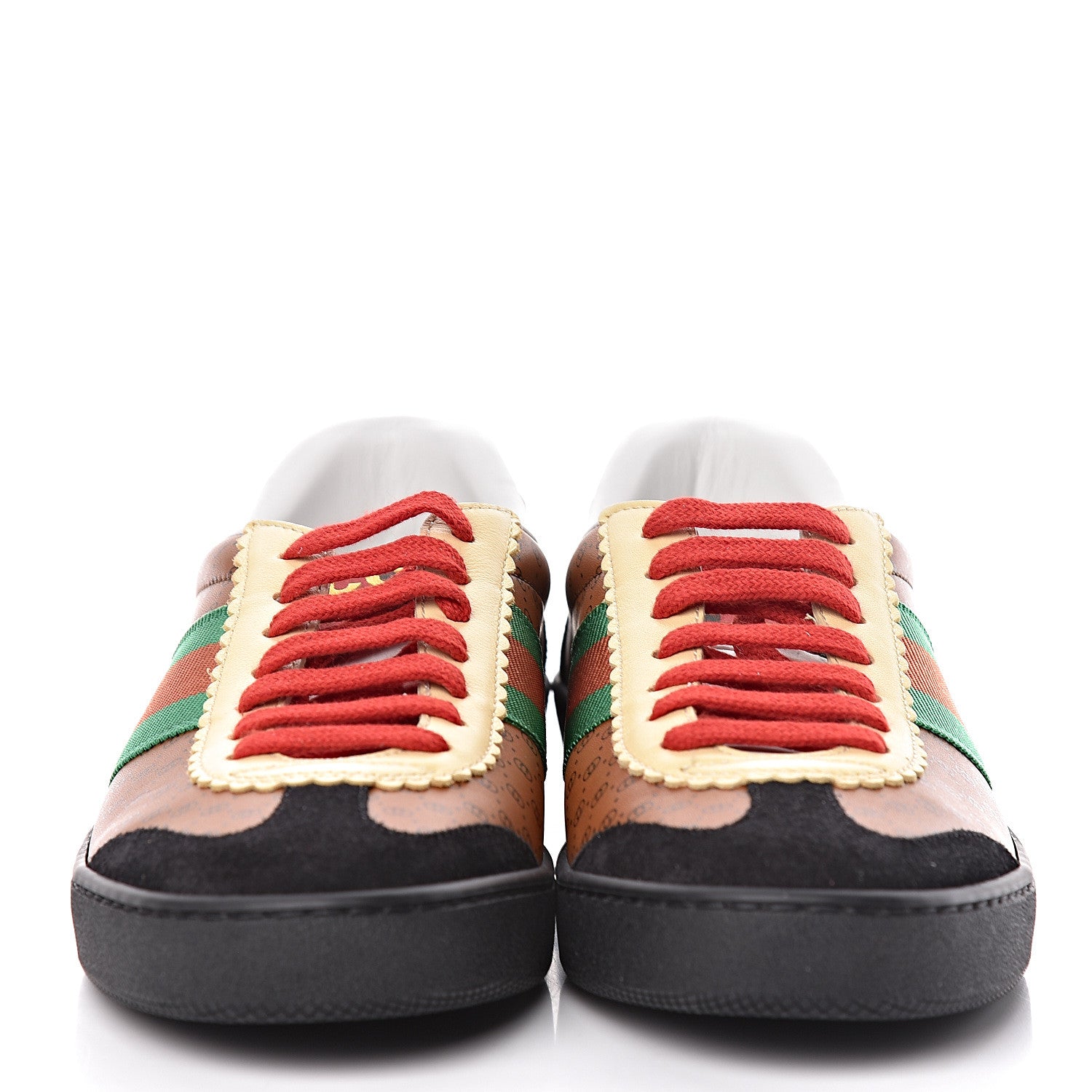 Gucci X DAPPER DAN Calfskin Suede GG Micro Monogram Womens G74 Sneakers 37 Black Cuir Burro 2 of 10