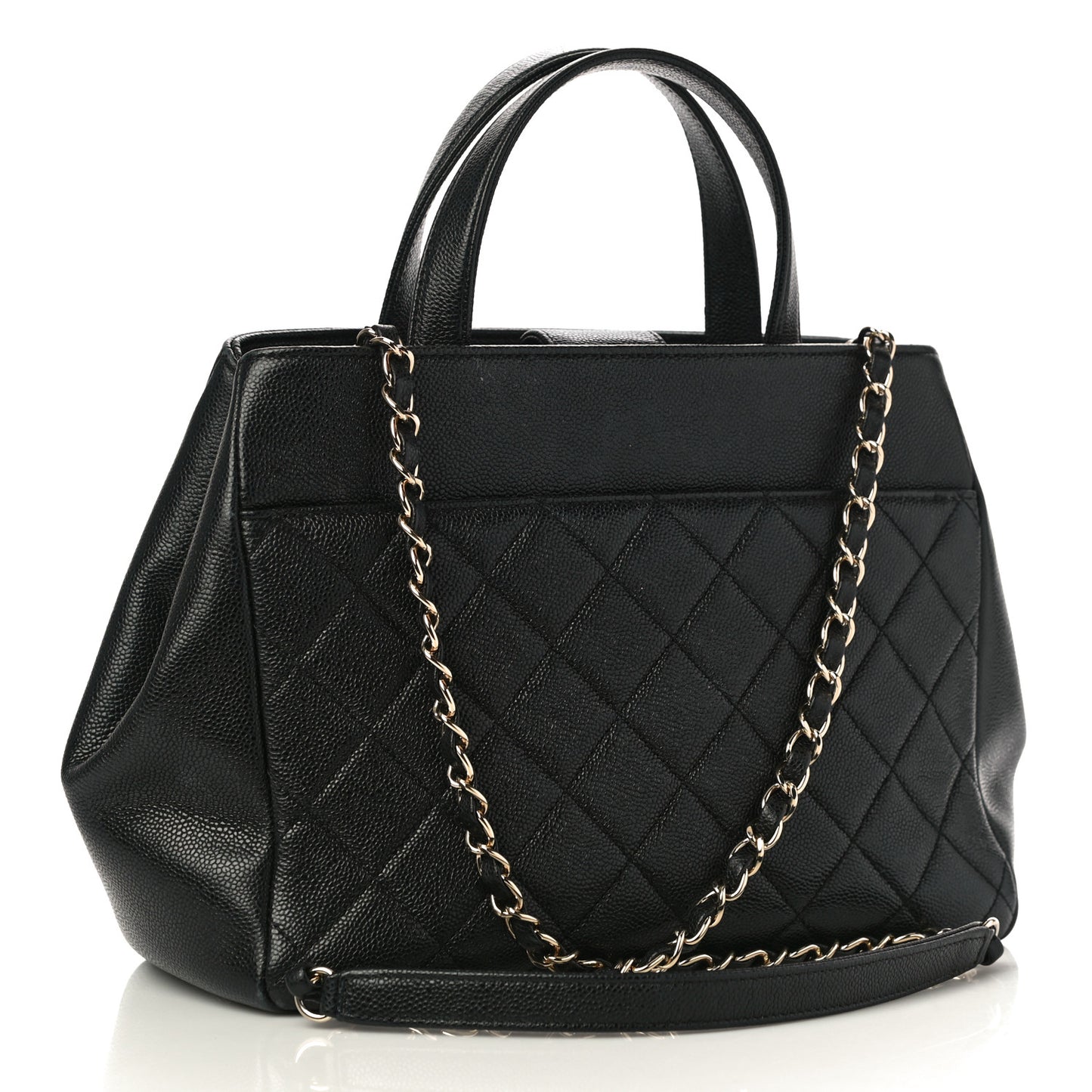 Caviar Quilted Small Business Affinity Shopping Bag Black