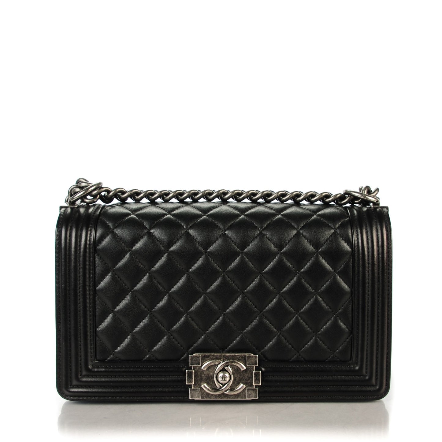 Calfskin Quilted Medium Boy Flap Black