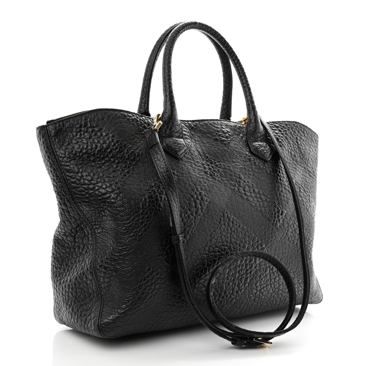 Burberry Heritage Grain Check Embossed Medium Dewsbury Tote Black 3 of 20