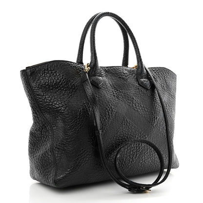 Burberry Heritage Grain Check Embossed Medium Dewsbury Tote Black 3 of 20