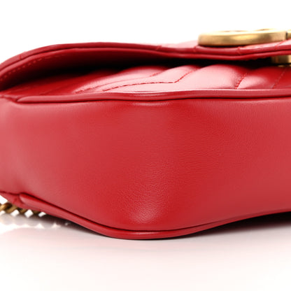 Gucci Calfskin Matelasse Super Mini GG Marmont Shoulder Bag Hibiscus Red 9 of 12