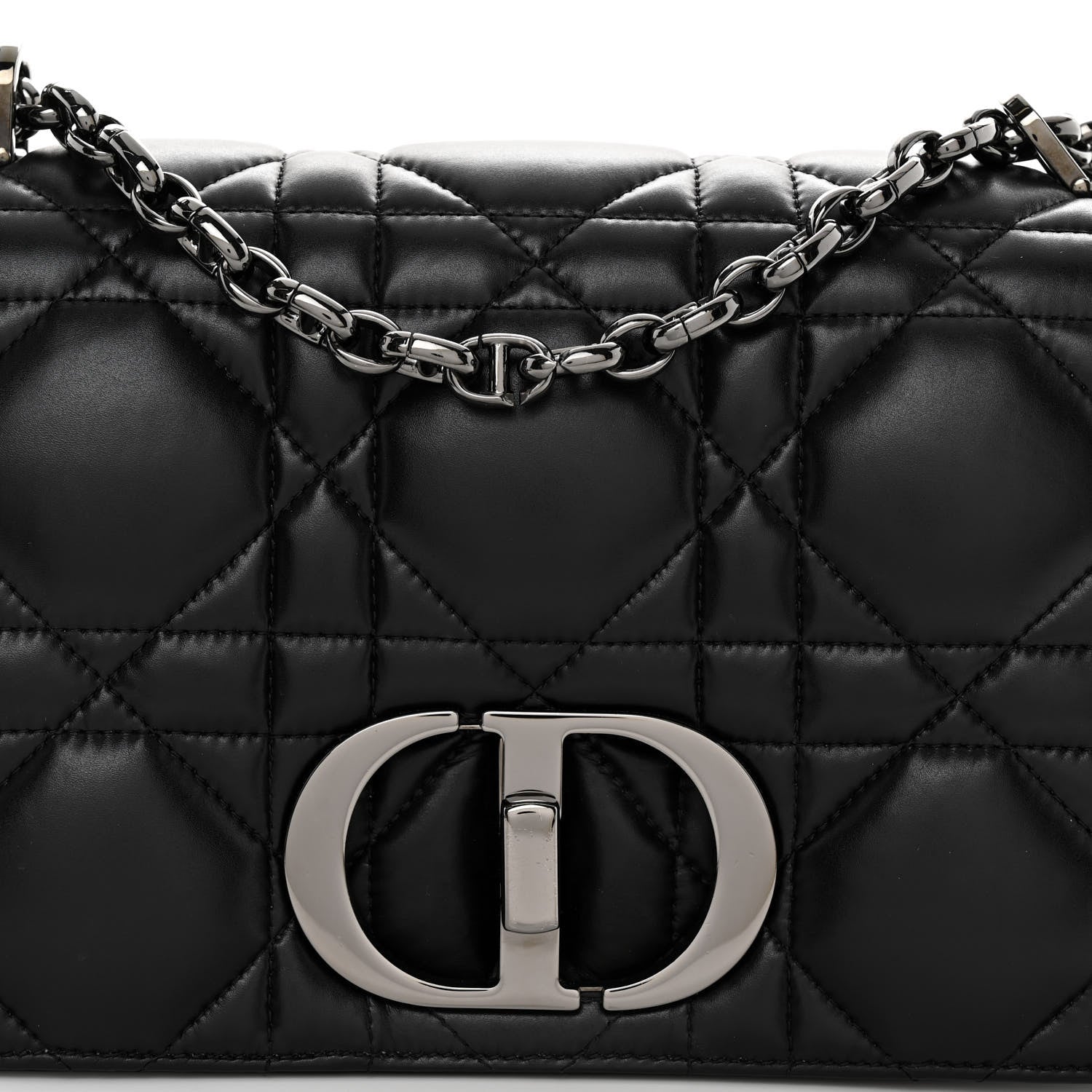 Christian Dior Calfskin Macrocannage Medium Caro Bag Black 7 of 9